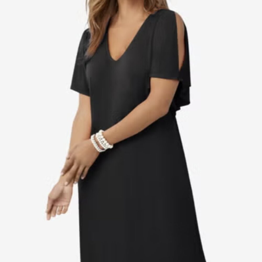 Jessica London Maxi Dress Cold Shoulder Black Size 28W